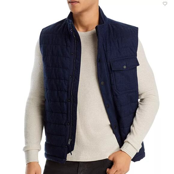 Faherty Teton Valley Vest Blue Med Wool Blend